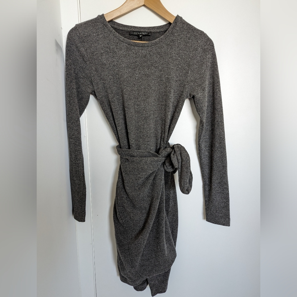 Like New Dynamite Classic Wrap Sweater Dress with Asymmetrical Hem